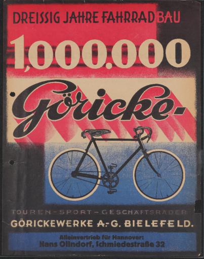 Göricke Touren- Sport- Geschäftsräder Werbeblatt 1904