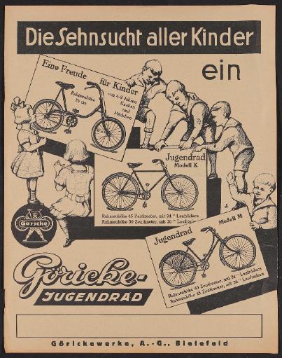Göricke, Werbeblatt 1920er Jahre