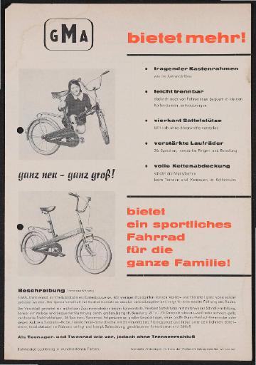 GMA Händler Preiliste Mopeds und Klappräder 1970er Jahre