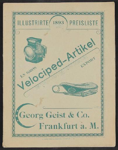 Georg Geist u. Co. Velociped-Artikel, Illustrirte Preisliste 1893