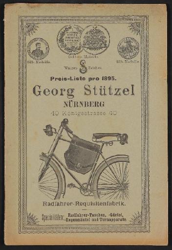 Georg Stützel, Radfahrer-Requisitenfabrik, Preisliste 1895
