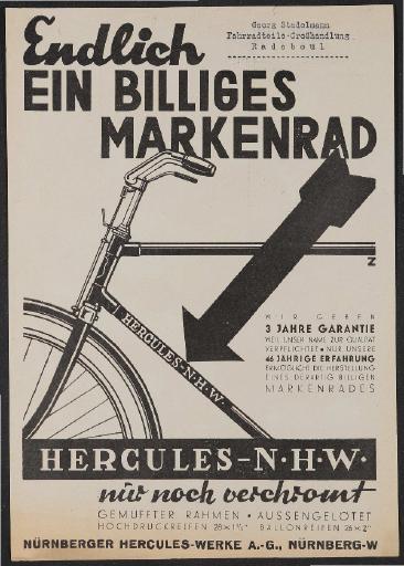 Hercules Werbeblatt 1930er Jahre