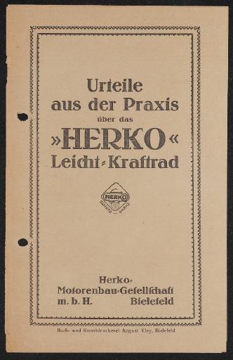 Herko Urteile aus der Praxis Leicht-Kraftrad Prospekt 1923