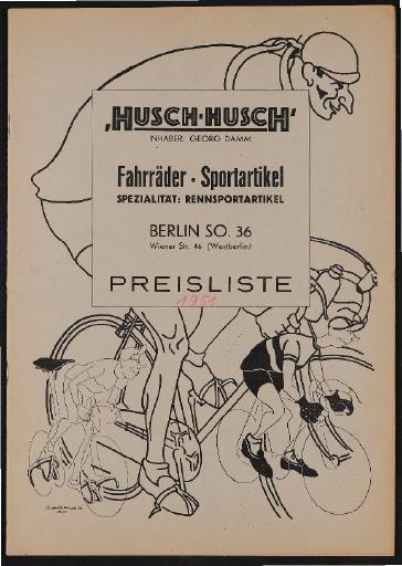 Husch-Husch Fahrräder-Sportartikel Preisliste 1951