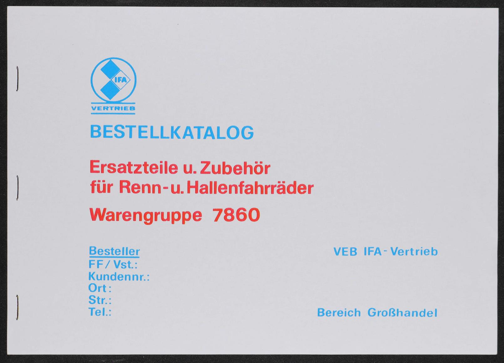 IFA Vertrieb Bestellkatalog Ersatzteile und Zubehör Katalog 1981