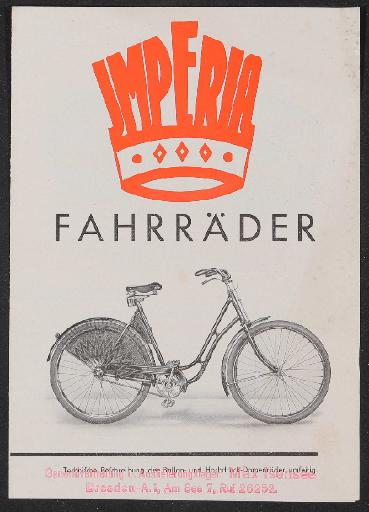 Imperia Fahrräder Prospekt 1930er Jahre