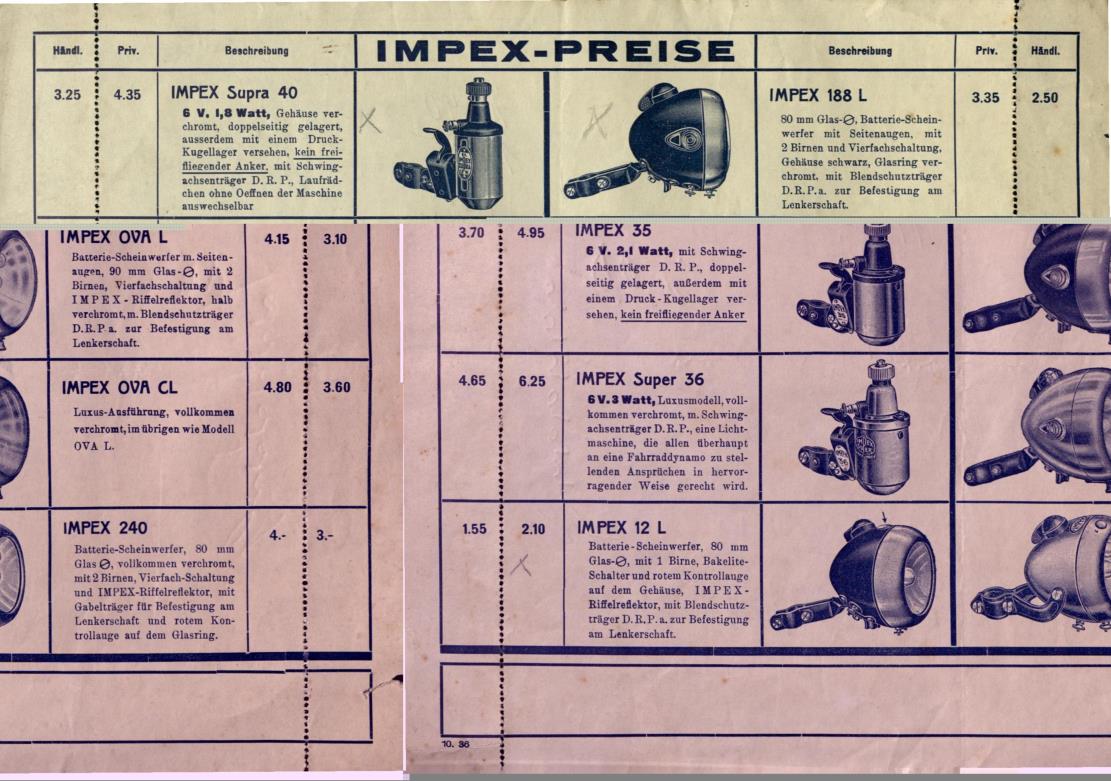 1936 Impex Preisliste