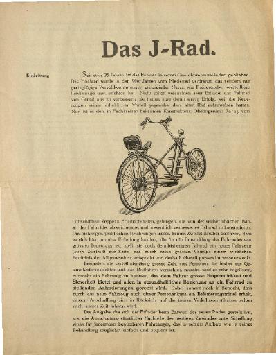 Jaray J-Rad Faltblatt 1920er Jahre