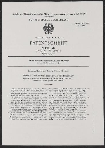 Kaiser Schwingrahmenfederung Patent  1949