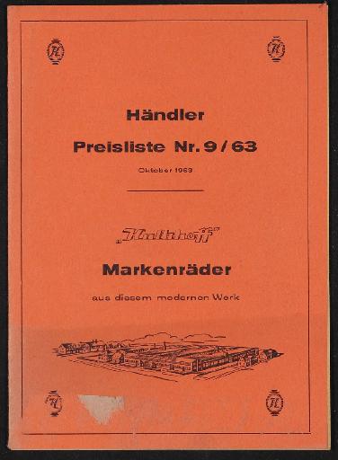Kalkhoff Markenräder Händler Preisliste 1963