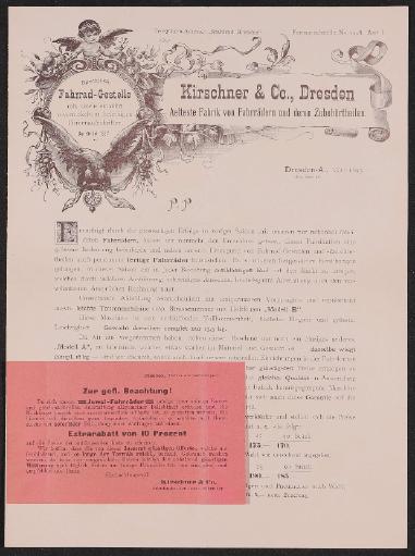 Kirschner u. Co. Dresden Händlerinformation und Prospekt 1895