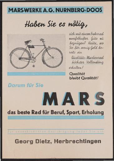 Mars-Werke Prospekt 1930er Jahre