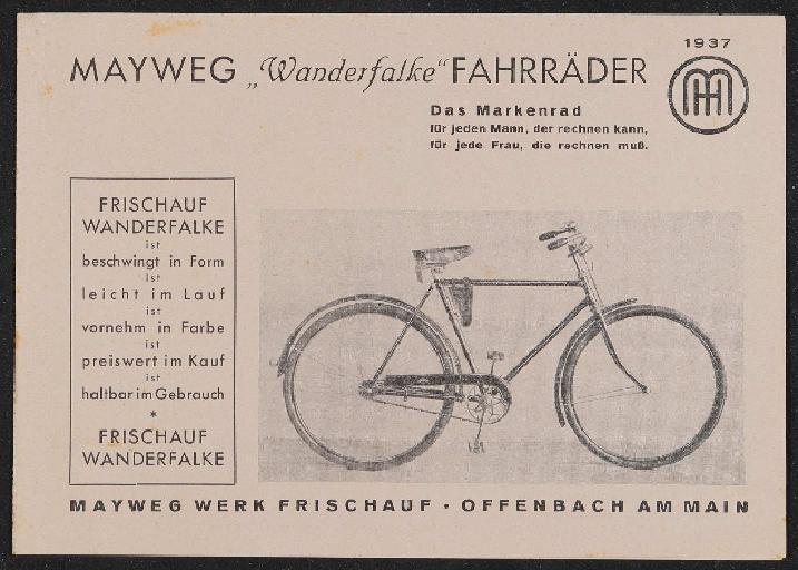 Mayweg Werk Frischauf Fahrräder Faltblatt 1937