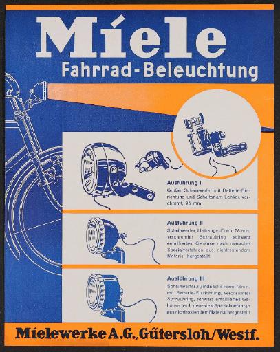 Miele Fahrrad-Beleuchtung Werbeblatt 1933