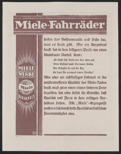 Miele Werbeblatt 1928 (2)