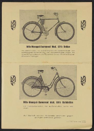 Mifa Werbeblatt 1930er Jahre