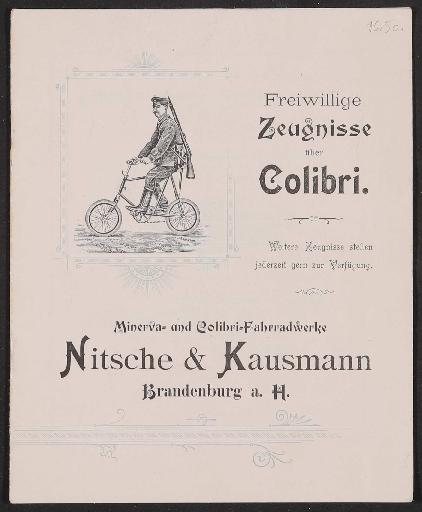 Minerva u. Colibri Fahrradwerke, Kundenzeugnisse 1897