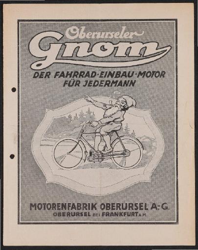 Gnom Fahrrad-Einbau-Motor Prospekt und Händler Infomaterial 1921