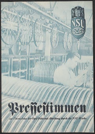 NSU Opel Vereinigung Pressestimmen 1936