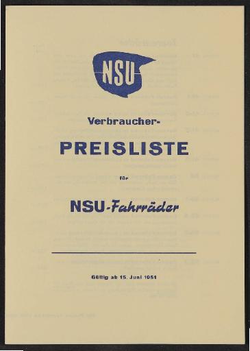 NSU Preisliste 1951