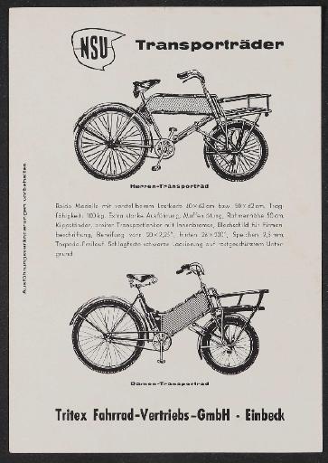 NSU Transporträder Werbeblatt 1960er Jahre