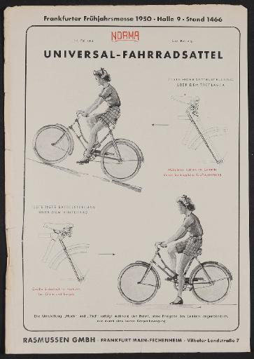 Norma, Universal-Fahrradsattel, Werbeblatt 1950