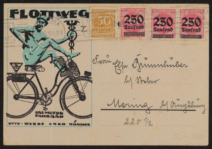 Flottweg Das Motor-Fahrrad Otto-Werke GmbH Postkarte 1923