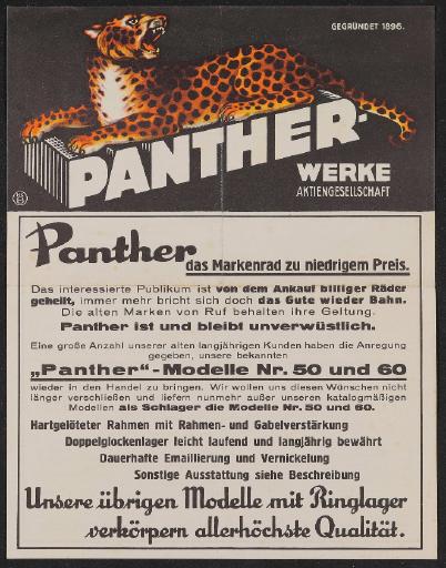 Panther Markenrad Werbeblatt 1928