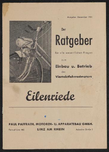 Eilenriede Ratgeber Viertaktfahrradmotor Paul Paffrath Anleitung 1951