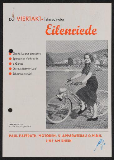 Eilenriede Viertakt-Fahrradmotor Paul Paffrath Faltblatt