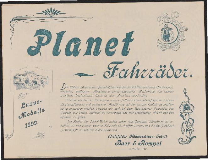 Planet Fahrräder Prospekt 1899