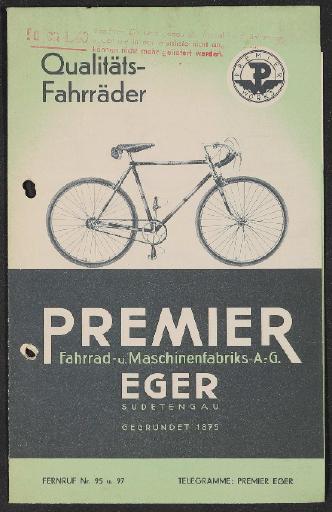 Premier Fahrräder Faltblatt 1940