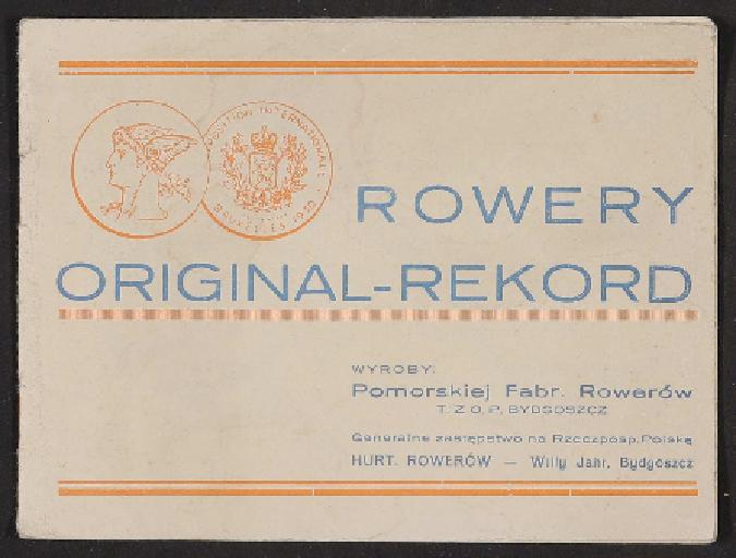 Rowery Original-Rekord, Fahrräder, Katalog 1930er Jahre