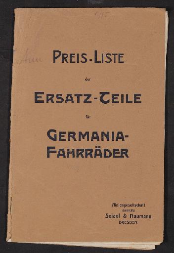 Germania Preis-Liste der Ersatz-Teile um 1900