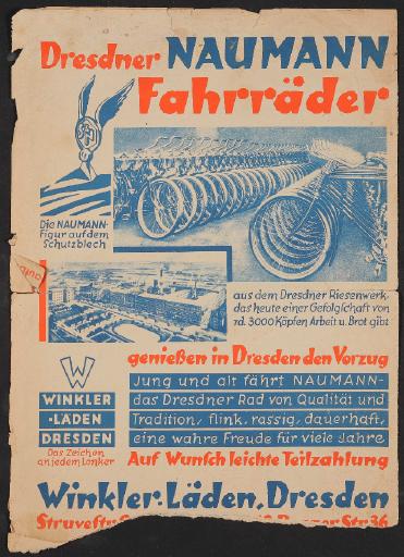 Naumann Fahrräder Dresden, Werbeblatt 1920er Jahre