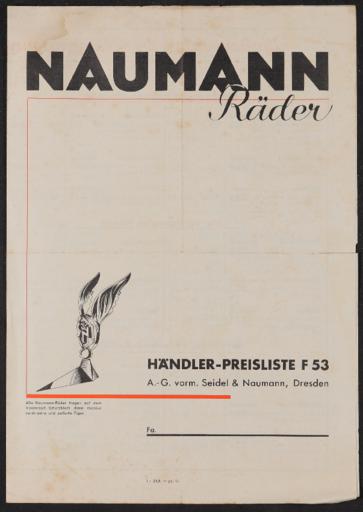 Naumann Räder Preisliste 1930er Jahre