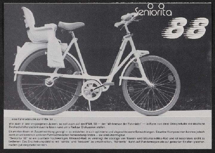 Seniorita, Fahrradstudie IFMA 1988 Werbeblatt 1988