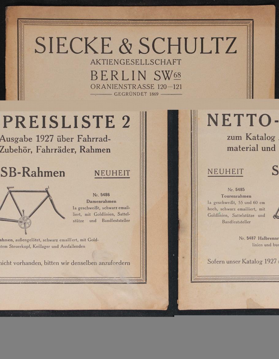 Siecke und Schultz AG Berlin Netto-Preisliste 1927