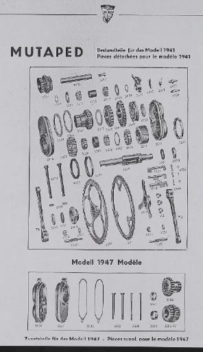 Mutaped Phoebus, Ersatzteillisten Modelle 1941 und 1947