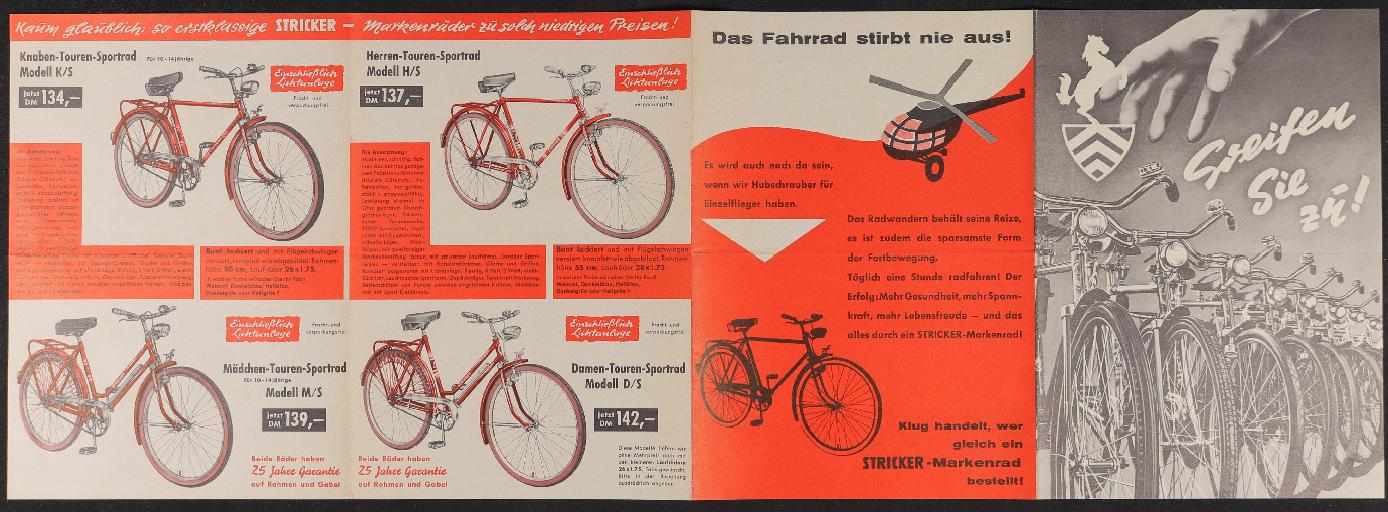 Stricker-Markenräder Faltblatt 2 1950er Jahre