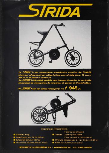 Strida Faltfahrrad Werbeblatt 1980er Jahre