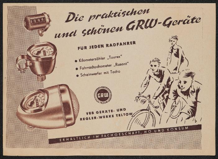 VEB GRW Teltow Die praktischen und schönen GRW-Geräte Werbeanzeige 50er Jahre