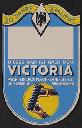 Victoria Markenrad Werbeanhänger 1936