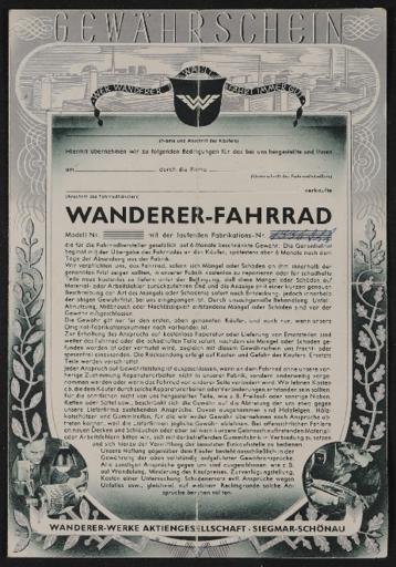 Wanderer Gewährschein Faltblatt 1930er Jahre
