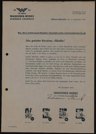 Wanderer Händlerrundschreiben 1935-1937